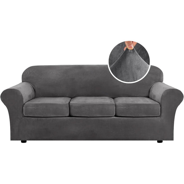 Housses de canapé en velours épais de luxe – Housses extensibles pour coussins de canapé, protection de mobilier ajustée et élégante