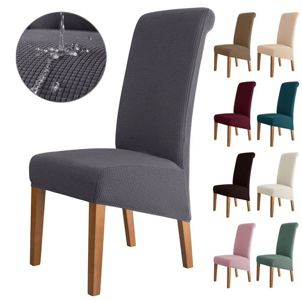 Housses de Chaise Imperméables à Dossier Haut - Taille XL en Jacquard Extensible - Anti-Taches & Entretien Facile pour Salle à Manger