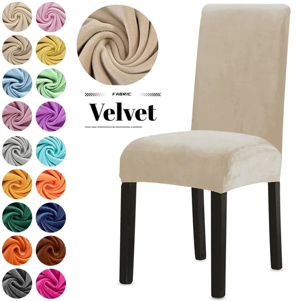 Housses de chaise en velours pour salle à manger – Housse extensible en spandex ultra douce pour chaise de cuisine, maison, hôtel, mariage, banquet